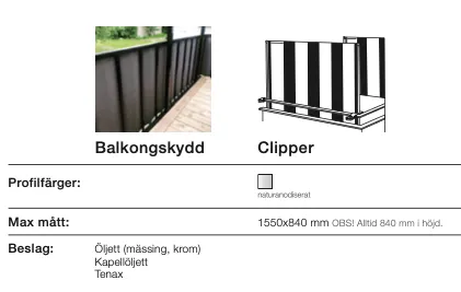 Måttbeställd balkongskydd med öljetter SA Persienn &% Markisservice