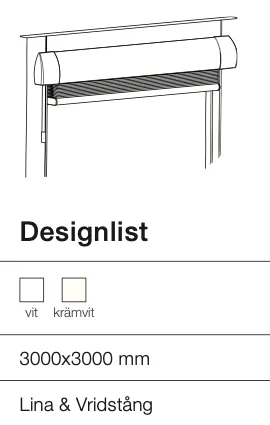Ritad skärmvägg med designlist, vitt och krämtvitt, storlek 3000x3000 mm, av Lina & Vridstång.